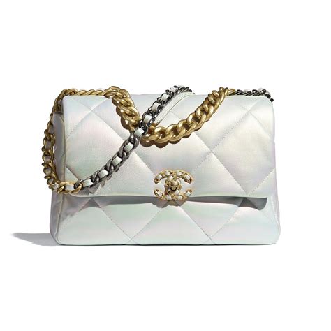 chanel 19 iridescent white|Chanel 19 maxi handbags.